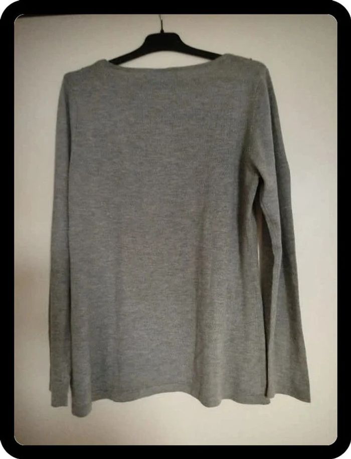 Pull d'hiver gris Col pailleté Taille M En parfait état - photo numéro 2