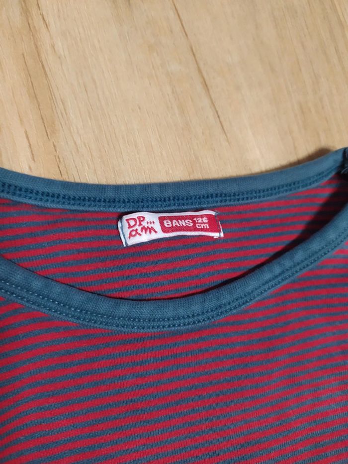 T-shirt manche longue DPAM rouge rayé 8 ans - photo numéro 3