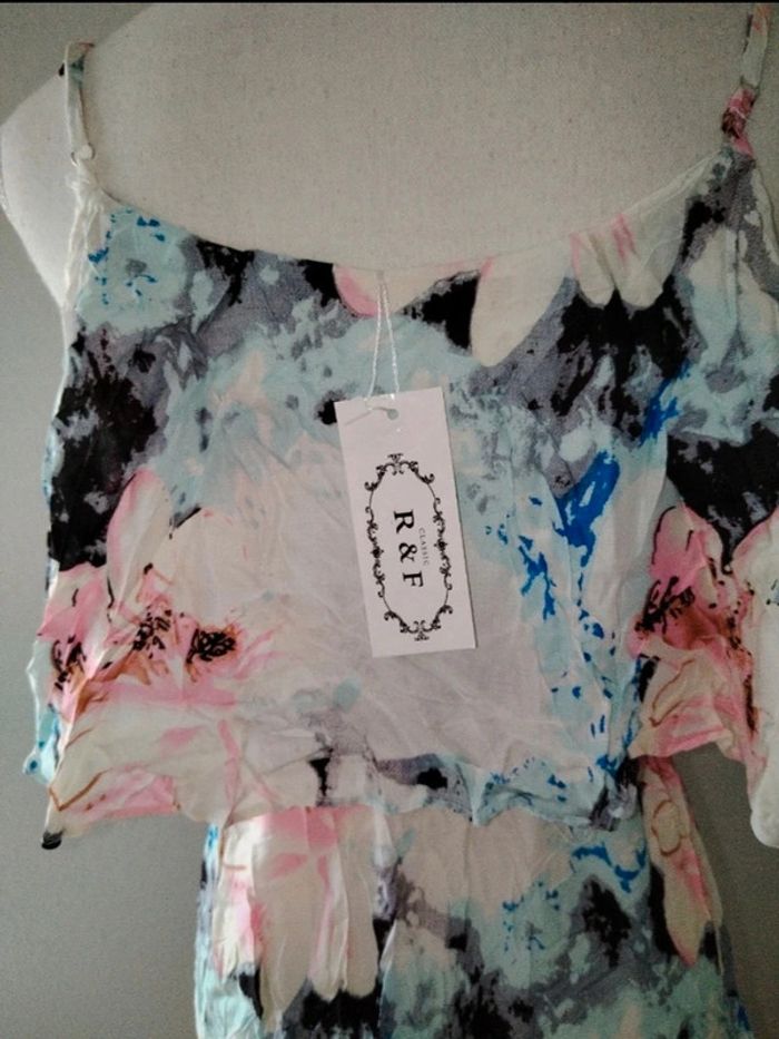 Robe légère longue à fleurs bleu clair - photo numéro 2
