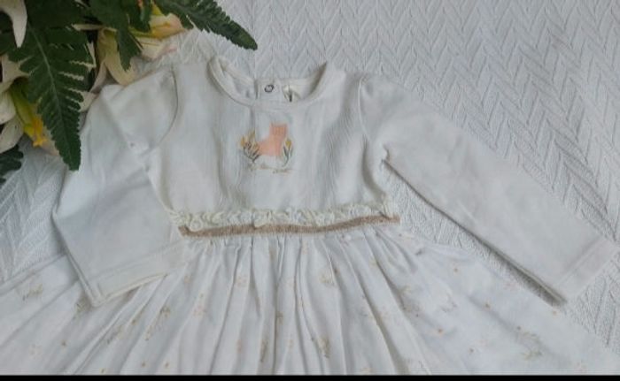 Robe body bi-matière effet 2 en 1. Body manches longues en jersey, de la marque Orchestra en 6 mois. - photo numéro 3