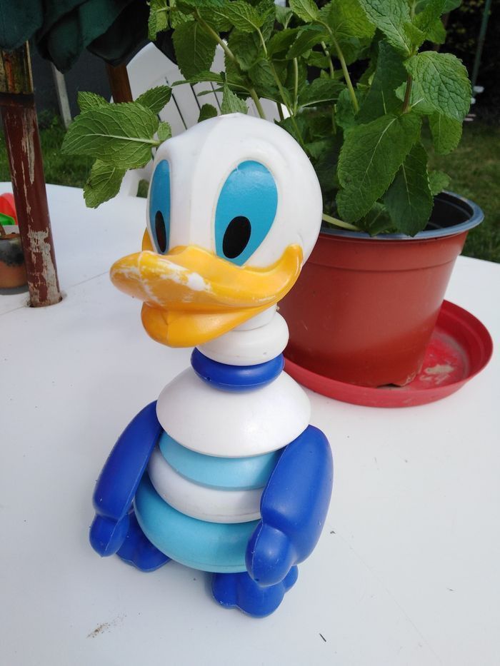 Jeu, jouet plastique vintage,encastrement canard, motricté fine, dextérité, dès 3 ans - photo numéro 3