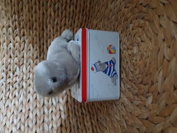 Rare Peluche phoque H 9 cm avec sa boite métal VertBaudet vintage