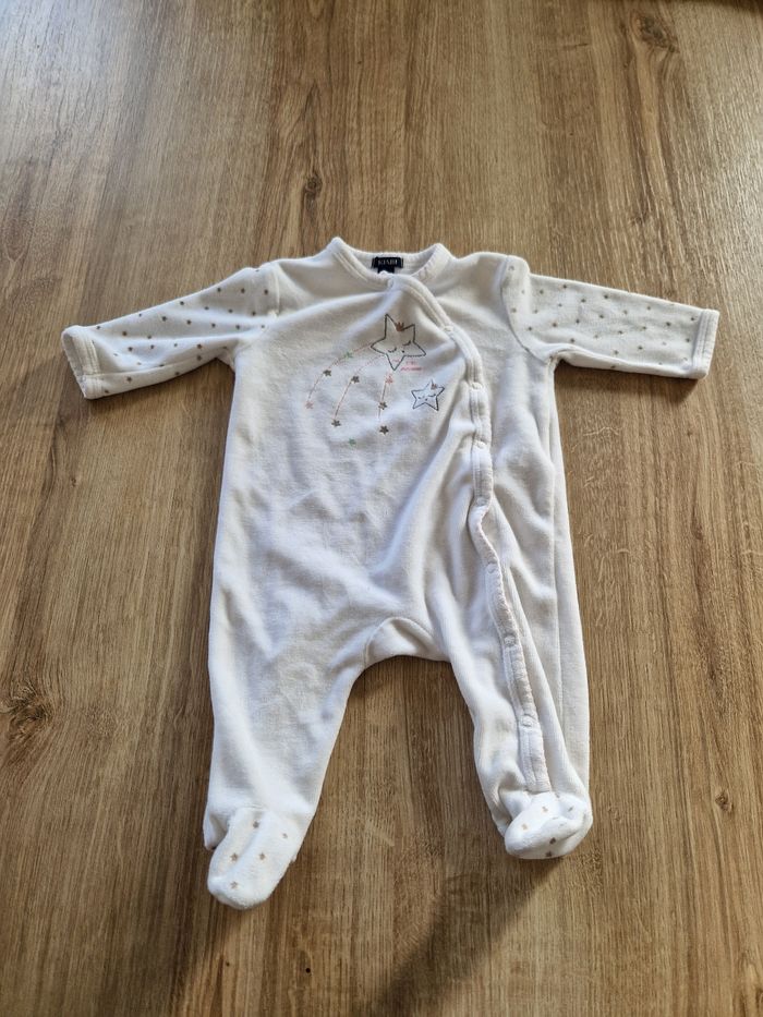 Pyjama Dors-Bien Velours Blanc Étoiles Kiabi - 3 Mois