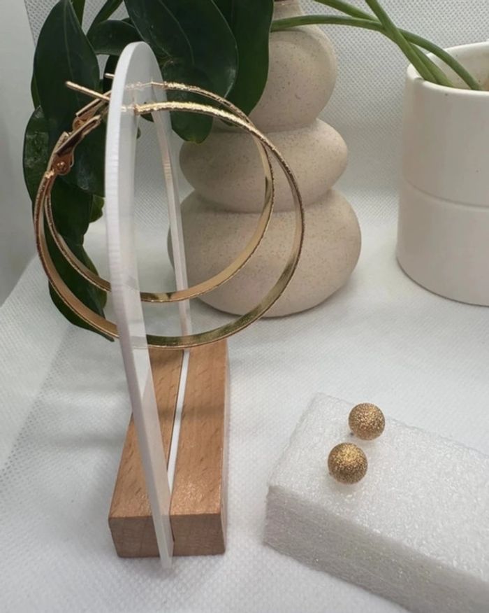 Lot boucle d'oreille creole et perle - photo numéro 3