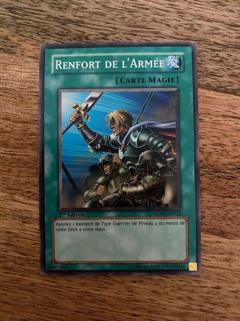 Carte Yu-Gi-Oh! Renfort de l’armée SDDE-FR022 1ère édition