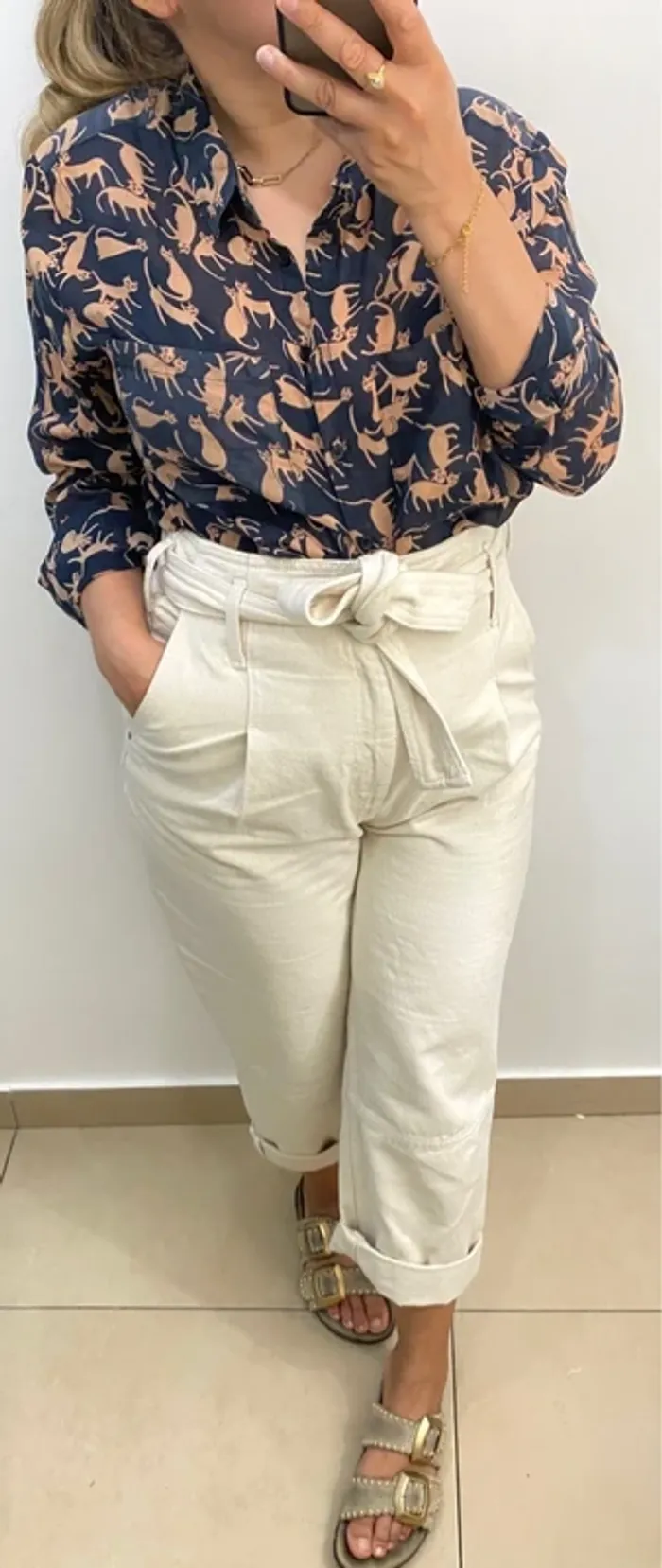 Chemise légère imprimée chat Taille XL-XXL - photo numéro 4