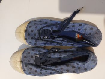 tennis bensimon à lacets bleu à pois noir 37