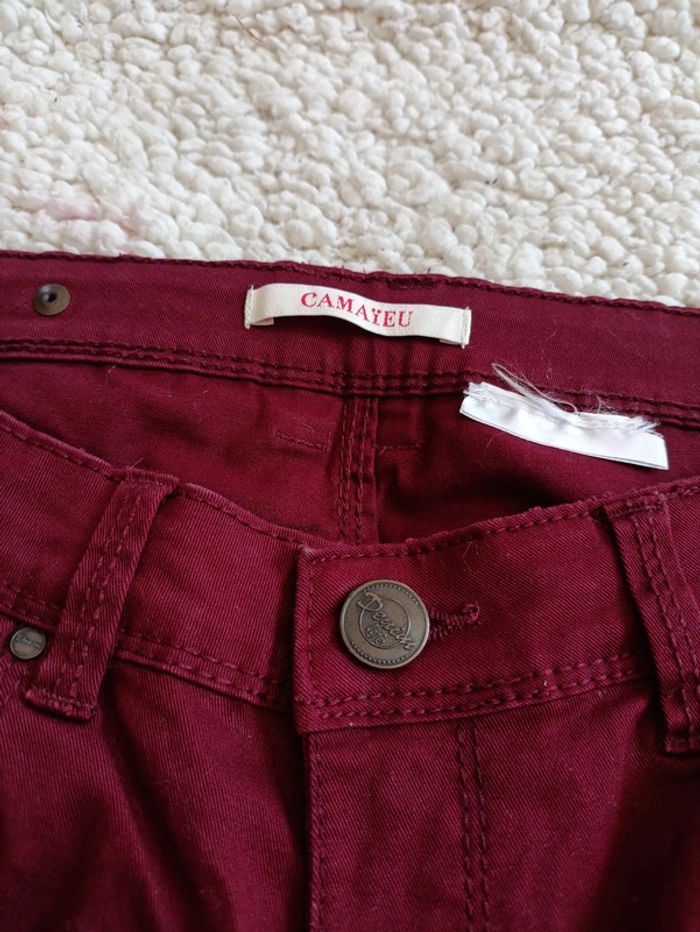 Pantalon bordeaux slim droit femme Camaïeu #vintage - photo numéro 2