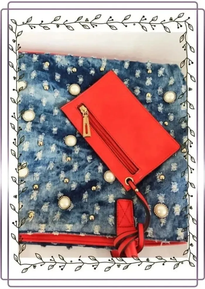 Sac fourre tout bleu et rouge, très bon état, 37x28cm - photo numéro 3