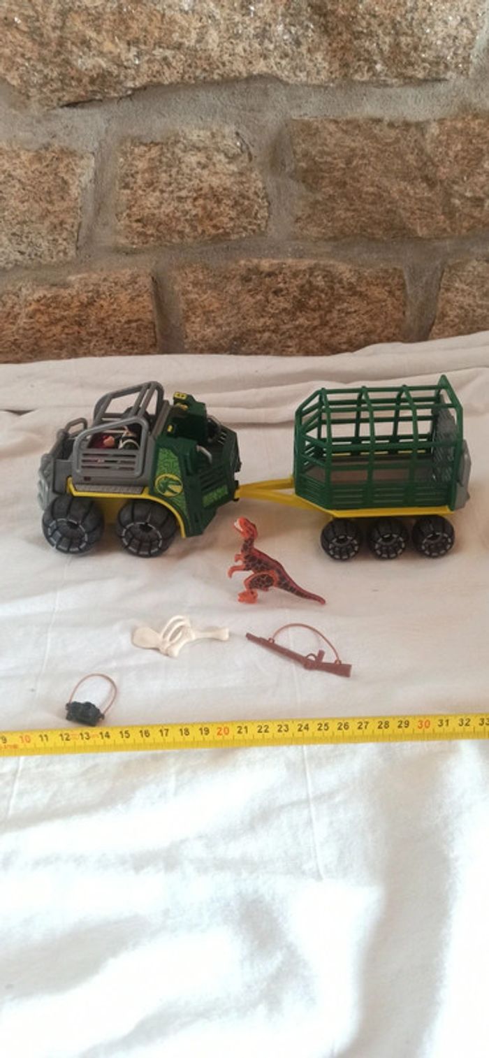 Véhicule chasseur braconnier de dinosaure avec remorque cage playmobil - photo numéro 3