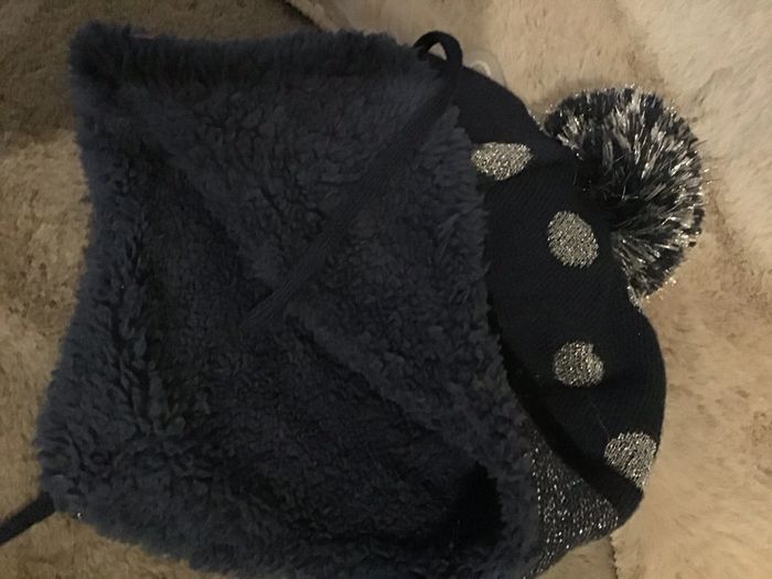 Très beau bonnet marrine et argenté taille 6/22 mois Obaibi intérieur polaire (1223 - photo numéro 3