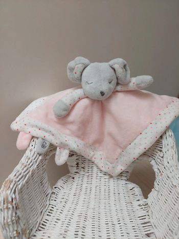 Obaibi - doudou plat carre souris