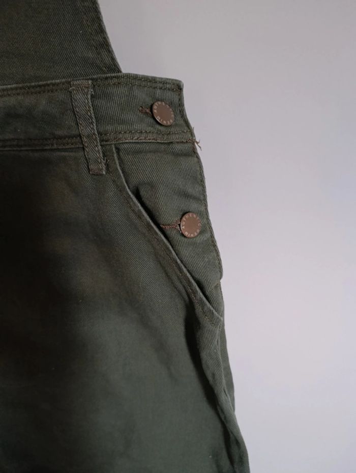 Robe salopette vert kaki matière effet jean 100% coton taille 42 - photo numéro 2