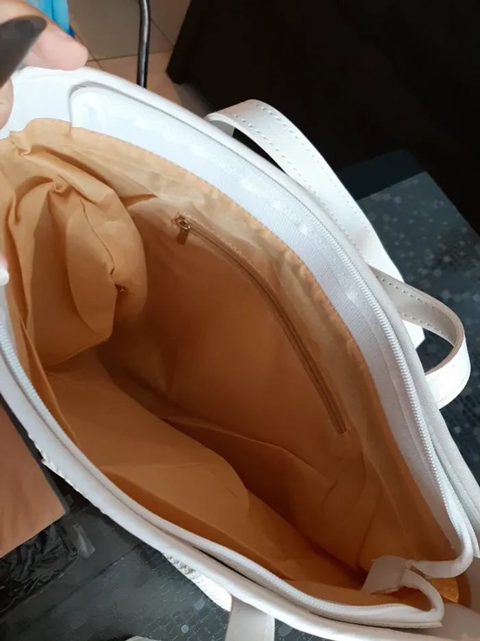 Grand Sac à main crème et blanc - photo numéro 2