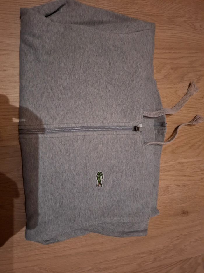 Pull à capuche lacoste sport gris homme