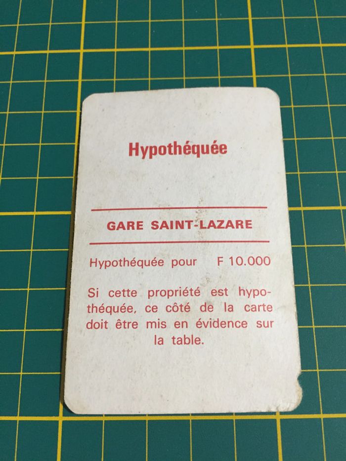 Carte Gare Saint-Lazare pièce détachée Monopoly Miro Parker company #A63 - photo numéro 2