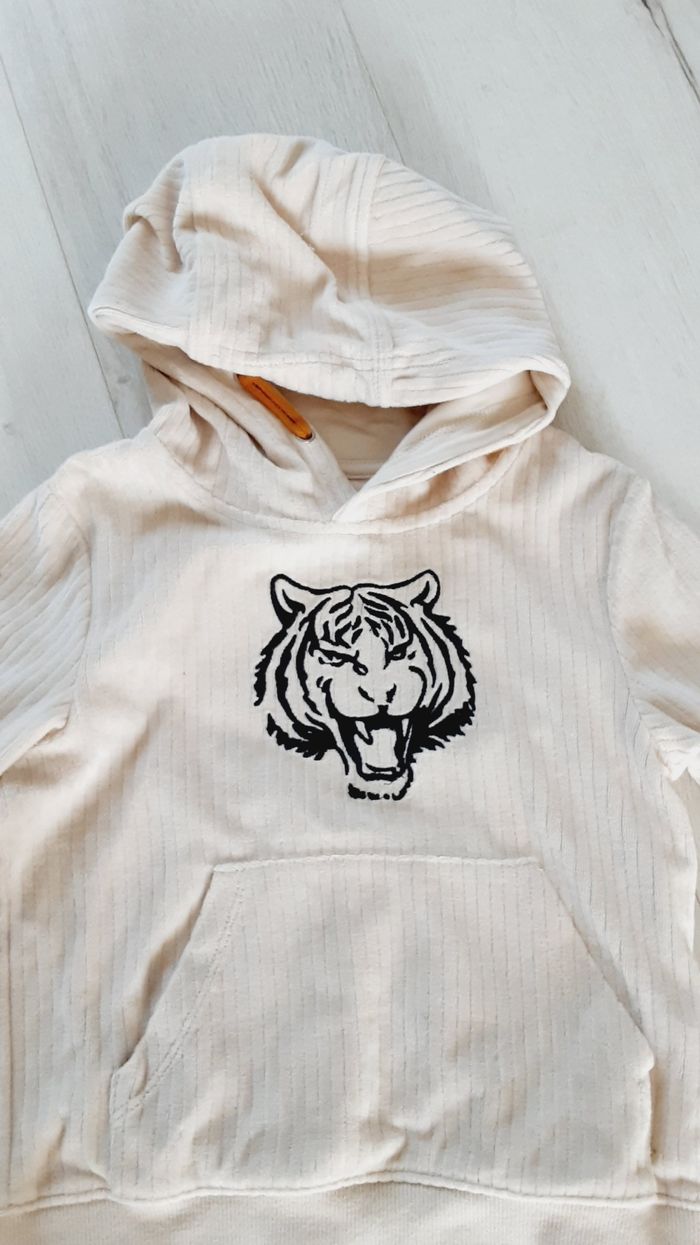 Vêtement garçon pull à capuche motif tigre Orchestra 5 ans - photo numéro 2