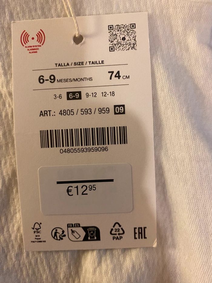 Body manches courte avec col dentelle 6-9 mois Zara neuf avec étiquette - photo numéro 2