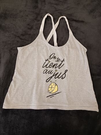 Débardeur Court à Rayures Noires & Blanches - XS / Etam