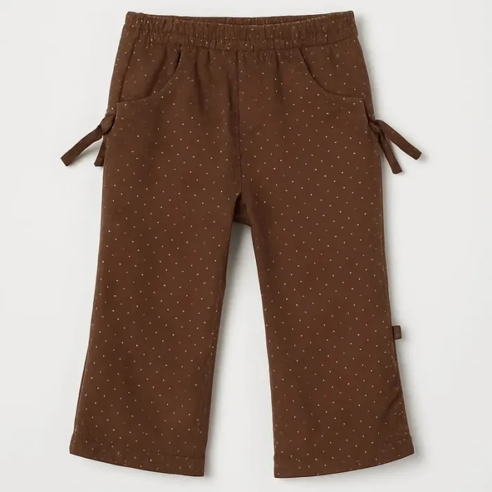 Pantalon semi épais marron à  pois rose Jean  Bourget  Taille  12  mois - photo numéro 2