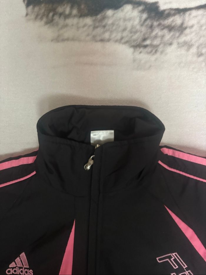 Veste à zip Adidas vintage taille 14 ans noir bandes roses - photo numéro 4