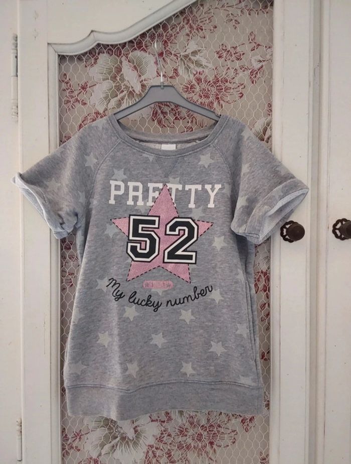 Sweat gris manches courtes Palomino 8 ans