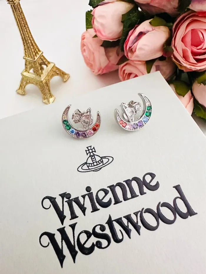 Boucles d’oreilles Vivienne Westwood lune arc-en-ciel & orbite – Éclat céleste - photo numéro 5