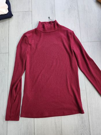 Pull col roulé Mango bordeaux taille S