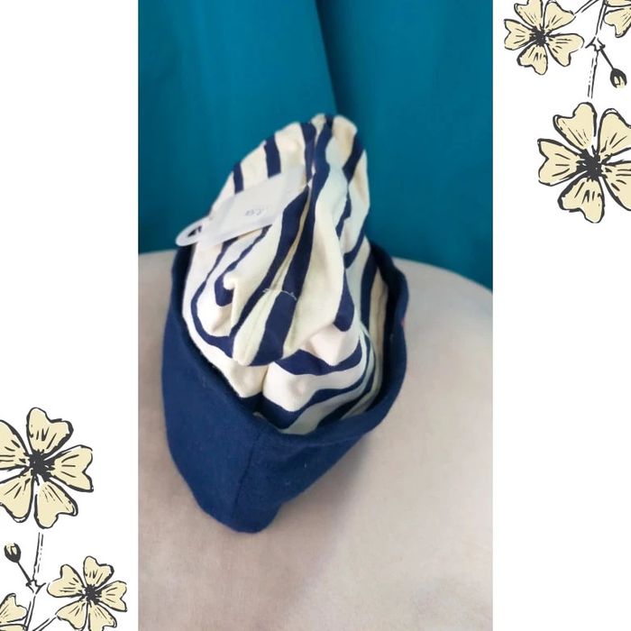 Casquette bébé rayée bleu & blanche – 100 % coton (12–18 mois) - photo numéro 2