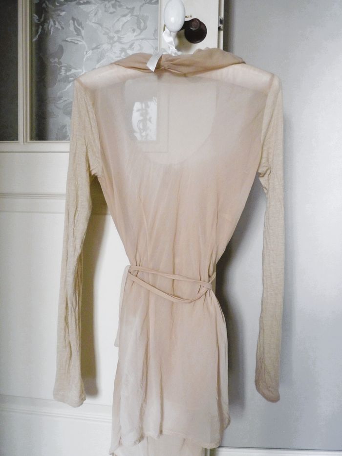 Tunique soie longue Femme I.Code Ikks 36 S ceinture beige TBE - photo numéro 4