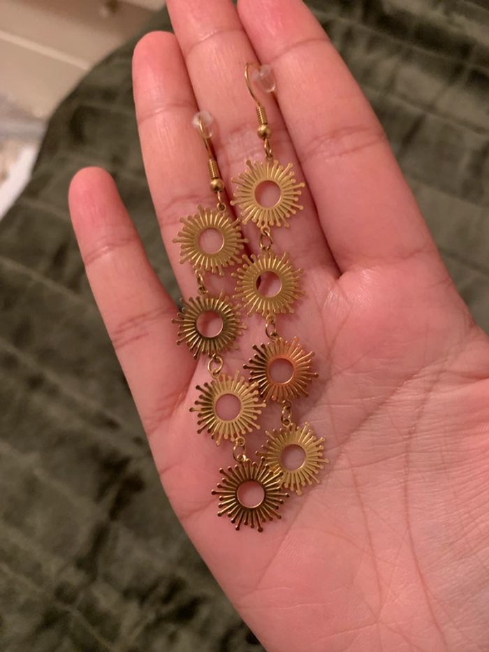 Boucles d’oreilles 4 soleils dorés - photo numéro 6
