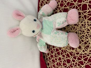 Peluche doudou lapin rose Nounours combinaison en tissu Vintage