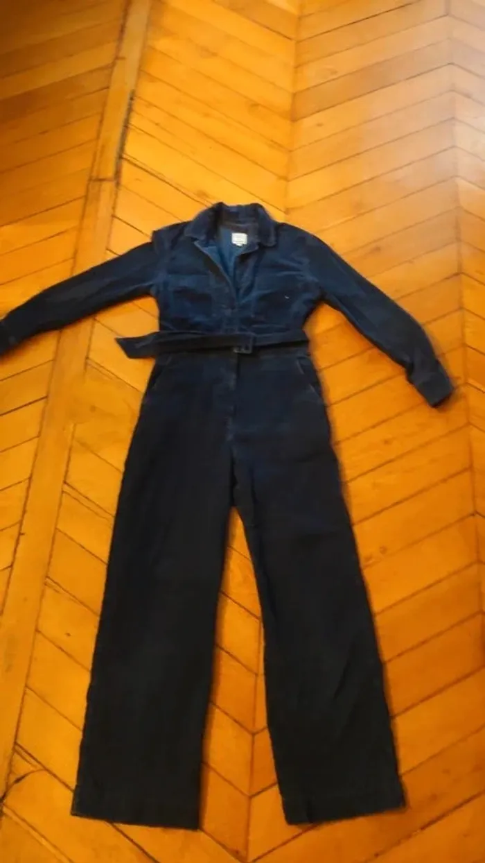 Combinaison hiver pantalon Bensimon T.36 – Bleu marine velours côtelé, chic et confortable