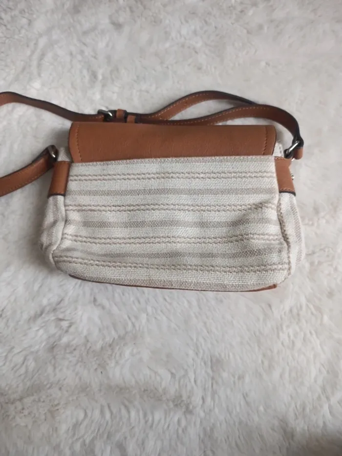 Sac bandoulière toile rayures marron - photo numéro 5