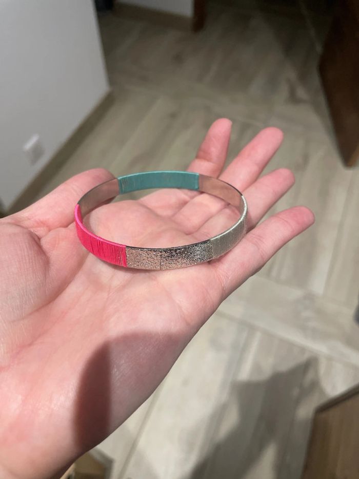Lot de 3 bracelets rose bleu argenté - photo numéro 2