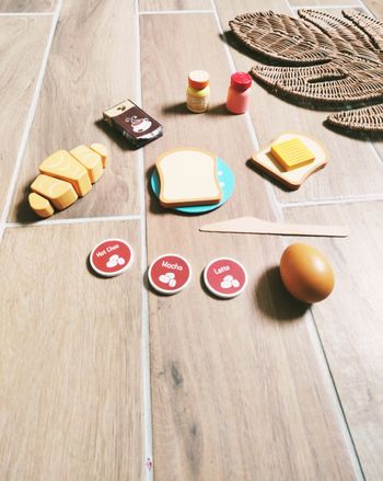 🥐Jeu d'imitation - Dinette en bois breakfast 