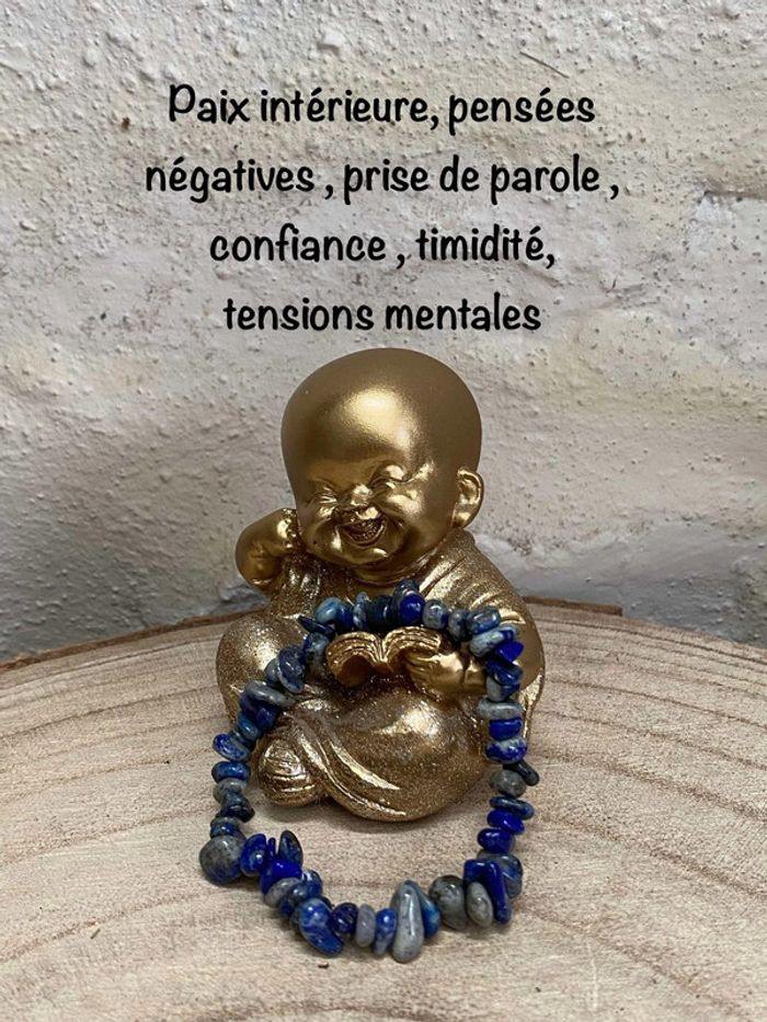 Bracelet chips de lapis lazuli 17 cm , lithothérapie