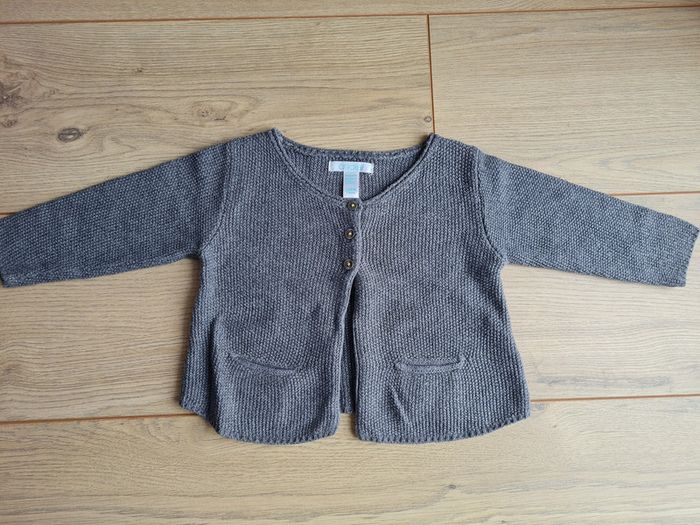 Gilet gris pailleté argent 12 mois Obaibi