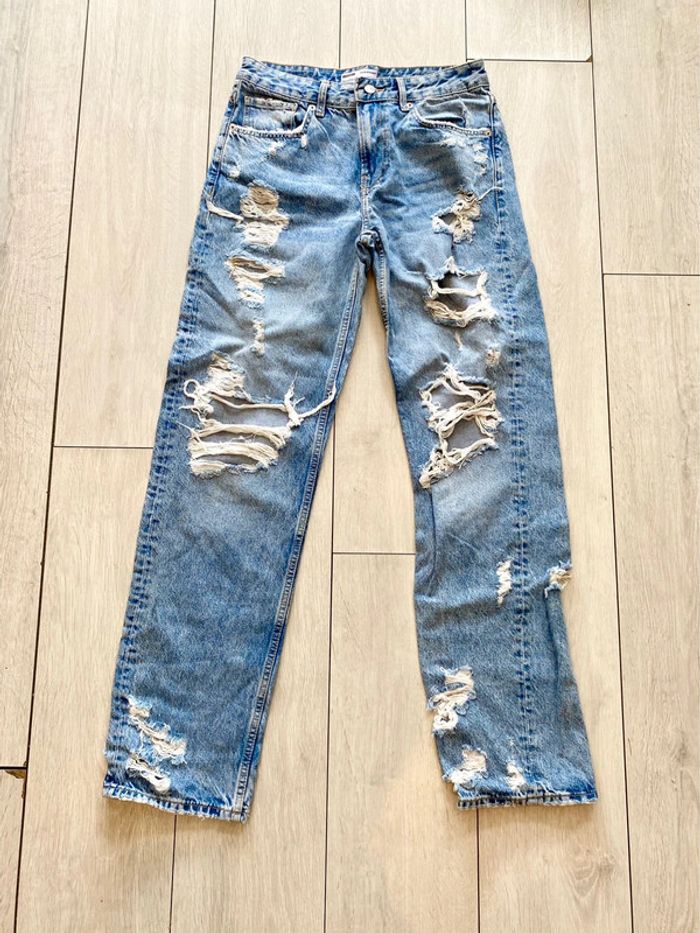 Pantalon jean Bershka taille XS / 34 troue et large / boyfriend