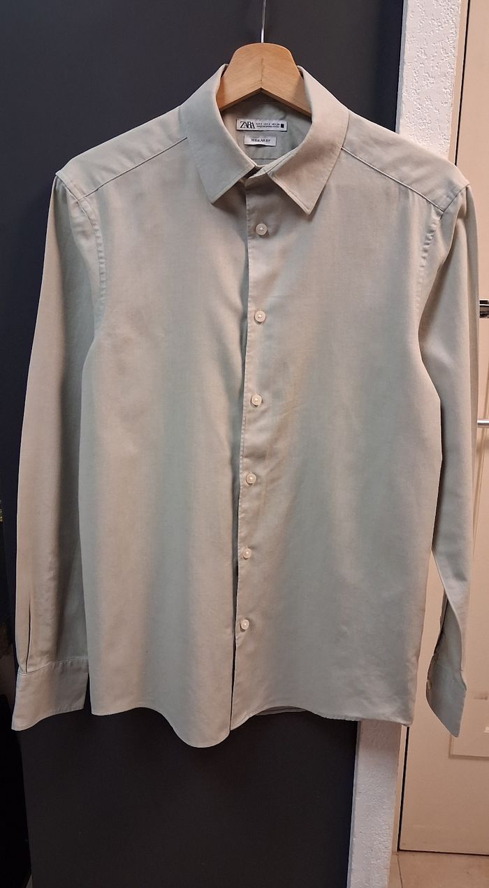 Chemise Zara homme vert clair taille S regular fit - photo numéro 2