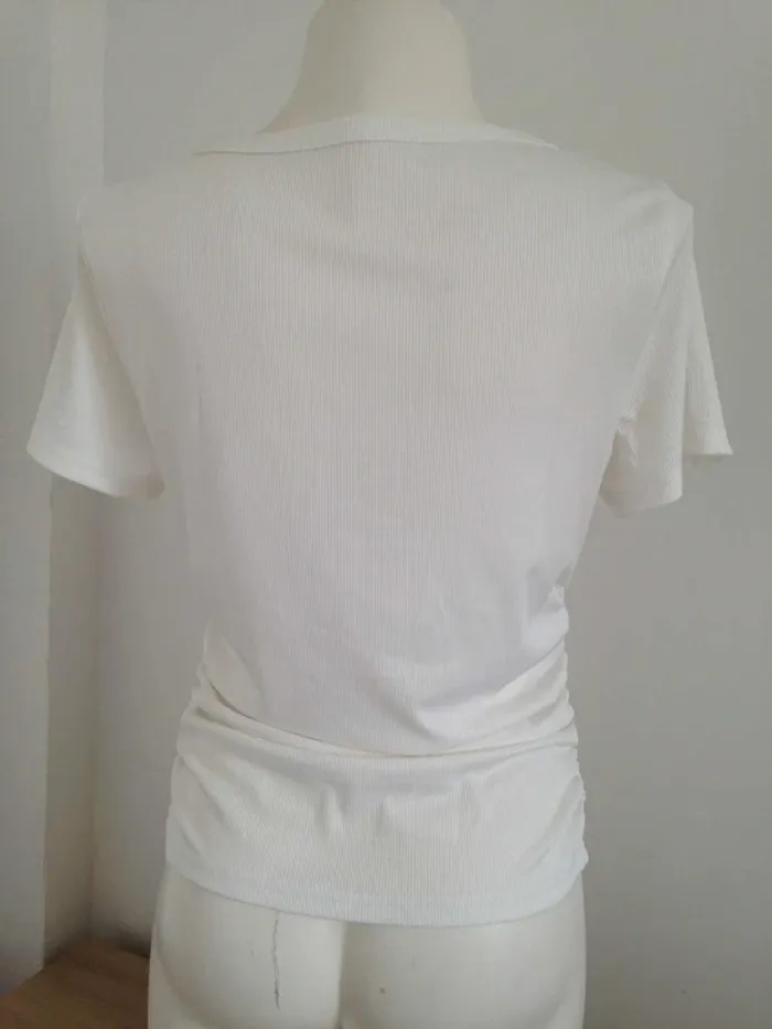 T-shirt col carré manches courtes fluide à fronce 42 XL Shein - photo numéro 4