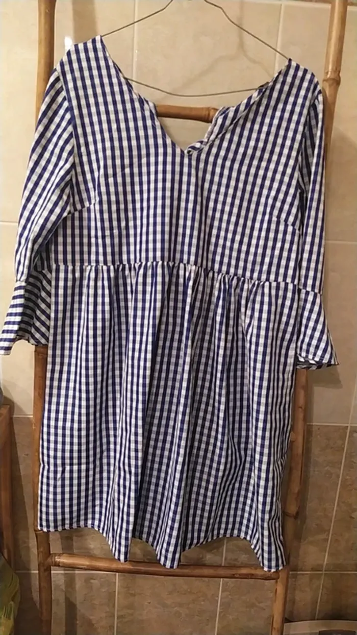 Robe Valentina 40 Vichy bleu et blanc