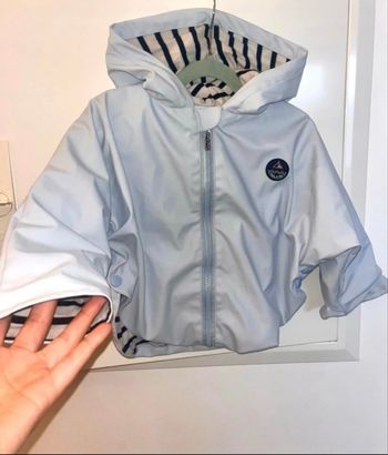 Parka style cape  bleu et marinière - Sable et Mer