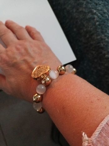 Bracelet cœur blanc et doré