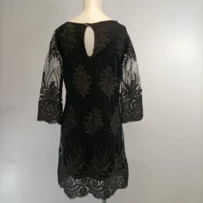 Robe Noir Dentelle Manches longues transparentes - M - Amélie & Amélie - photo numéro 4
