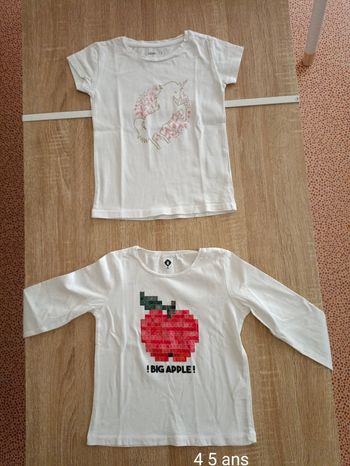 T shirt manche longue taille 4 ans et t shirt taille 5 ans
