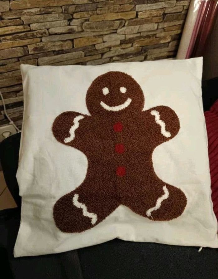 Housse de coussin Noël - Bonhomme Pain d'Epices - 45x45cm - Neuve