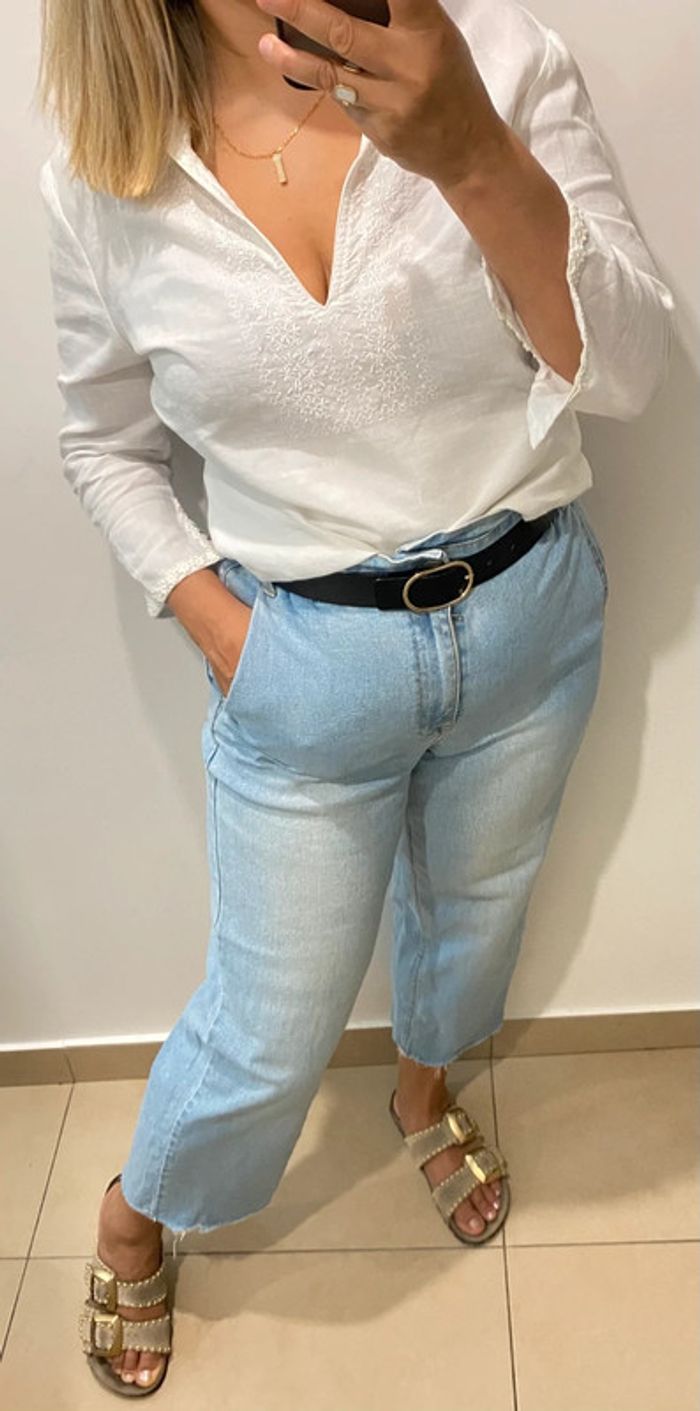 🤍 Blouse blanche en lin brodée – Promod Taille 38 - photo numéro 4