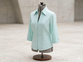 Chemisier manches 3-4 zippé turquoise taille 40 Camaïeu