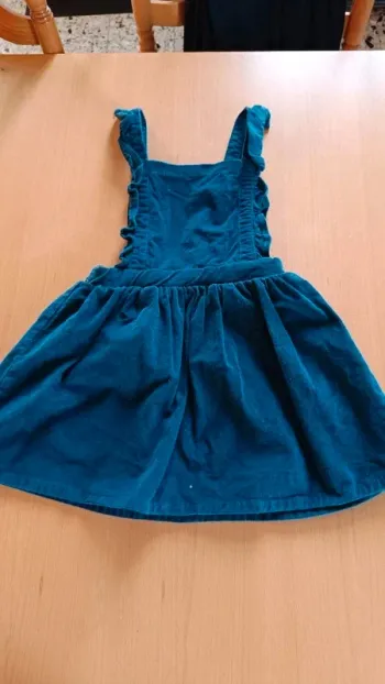 Robe en velours bleu canard